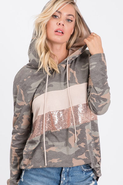 Sweet Southern Sequin Block Camouflage Hoodie