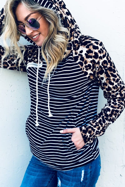 All Mixed Up Leopard Stripe Hoodie