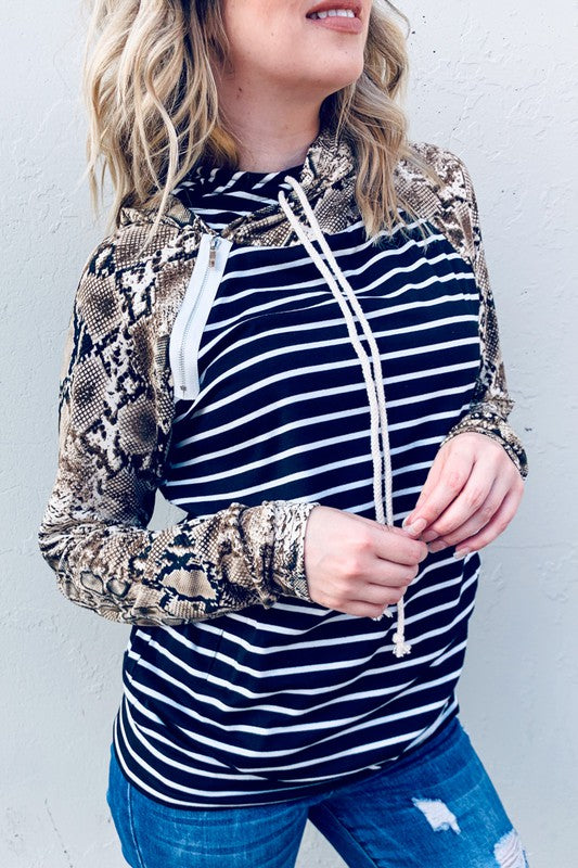 All Mixed Up Leopard Stripe Hoodie